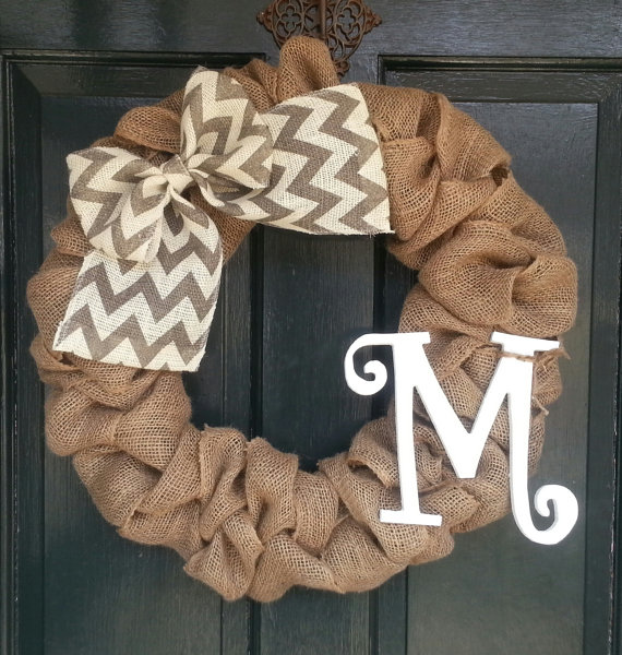 wreaths, wreath, sarah in style, burlap, monogram